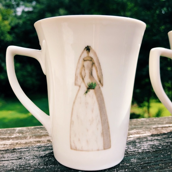 NWOT Set of 4 bridal coffee cups - Picture 5 of 5